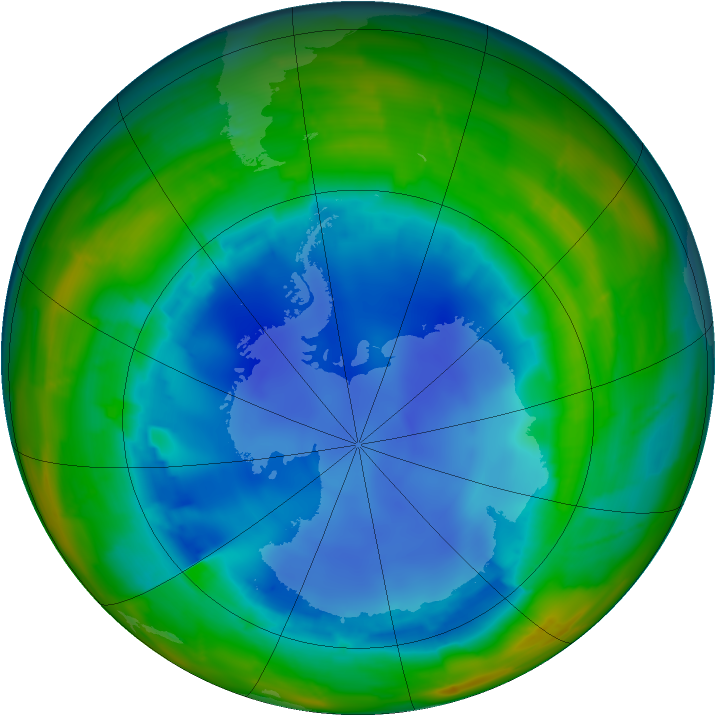 Antarctic ozone map for 10 August 2009